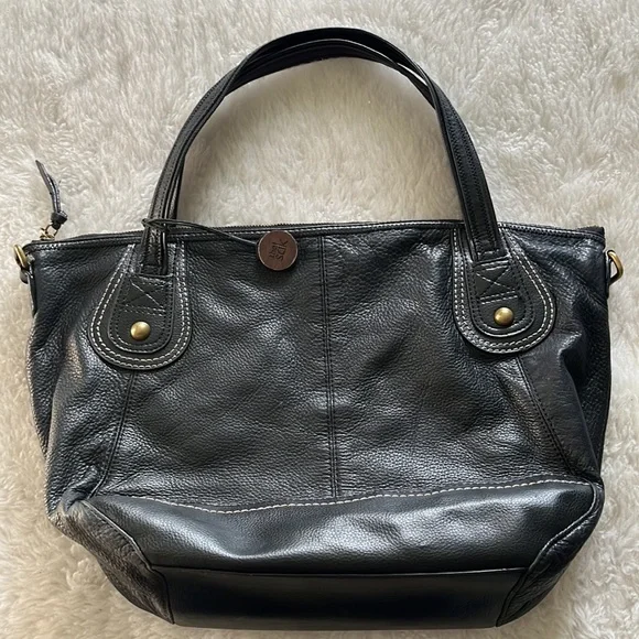 The Sak Leather Tote Satchel Bag 18” Large Brown Pebbled Cow Hide Gold Hardware - Picture 2 of 14